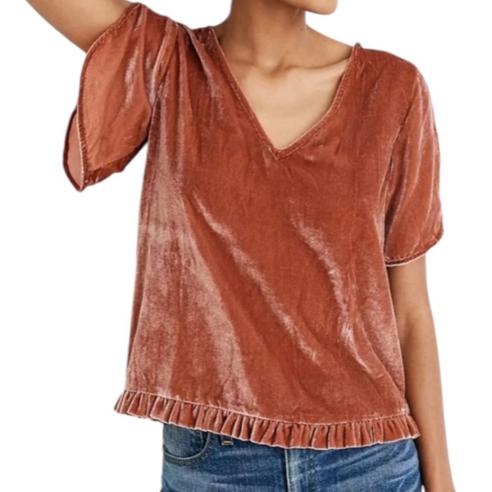 Madewell Velvet Tulip Sleeve Blouse S
